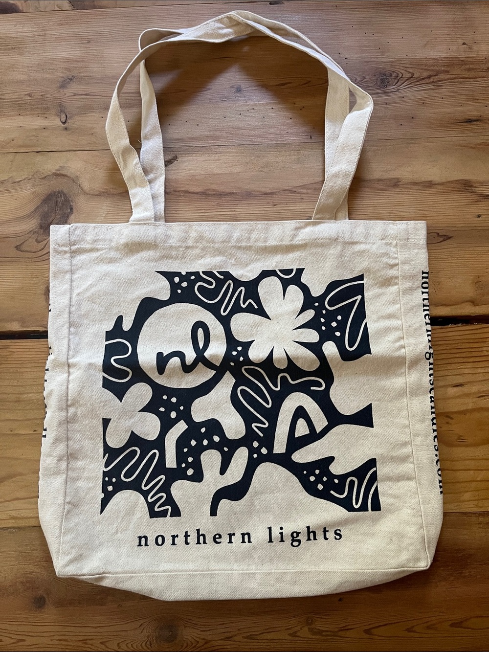 NORTHERN LIGHTS Candles Book Bag Canvas Cotton Tote Logo